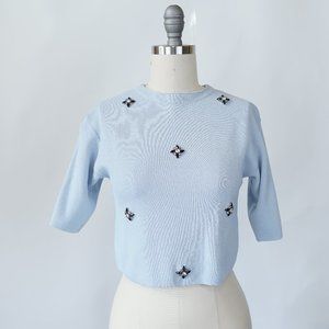 ASOS Petite Embellished Knit Cropped Top 0 Blue